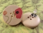 Preview: Mohn Blumen Holzknopf Ohrstecker Natur Button